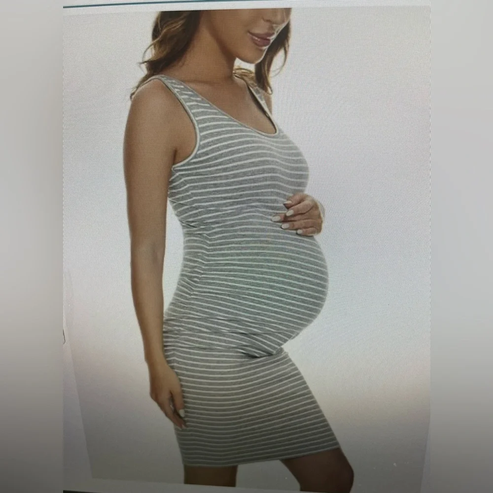Maternity Sleeveless Tank Bodycon with Side Ruching Dress - Picture 2 of 4